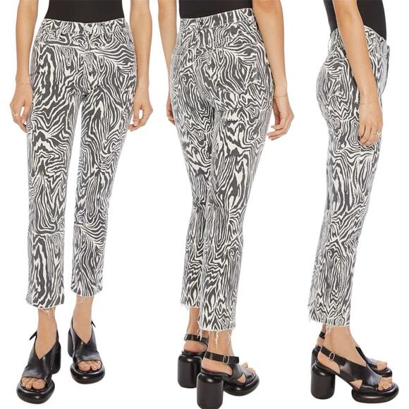 NWR Mother High Waisted Rascal Ankle Fray Hoofin' It Zebra Skinny Jeans Sz 23x27 - Picture 2 of 16